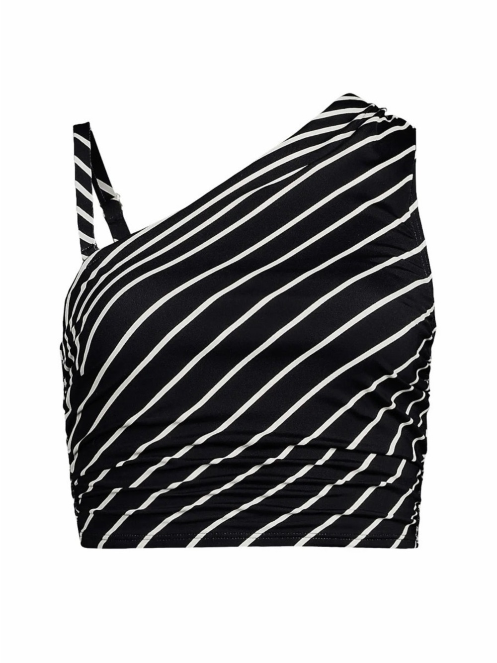 Lands' End black and White Striped One-Shoulder Swim Tank; Sz.14DD; NWT
